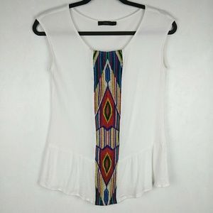 THML White Cap Sleeve Embroidered Top